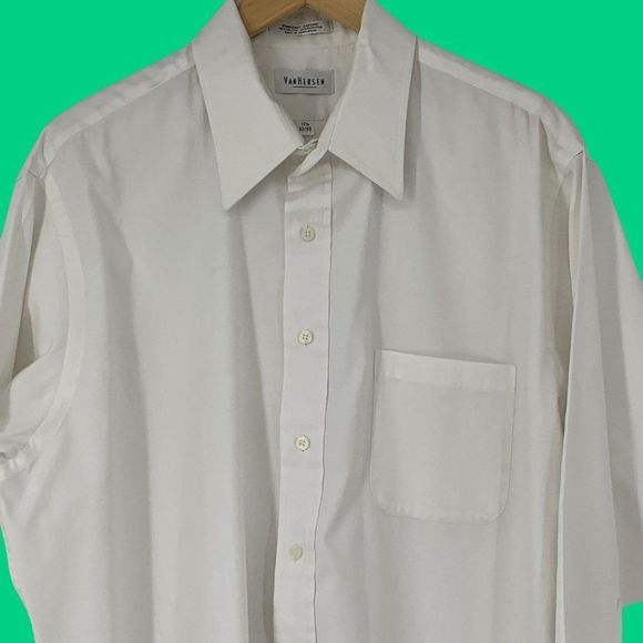 VTG Van Heusen Classic White Mens Shirt Button Dress Oxford 17.5 32/33 3628 - Picture 2 of 12